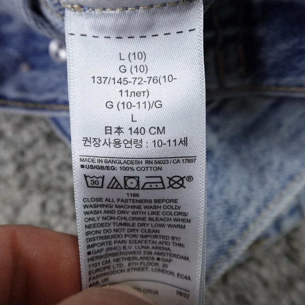 Gap Jacket Girls L Blue Jean Denim Flap Pocket Western Biker Trucker Bomber Coat